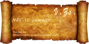 Váli Zsanett névjegykártya